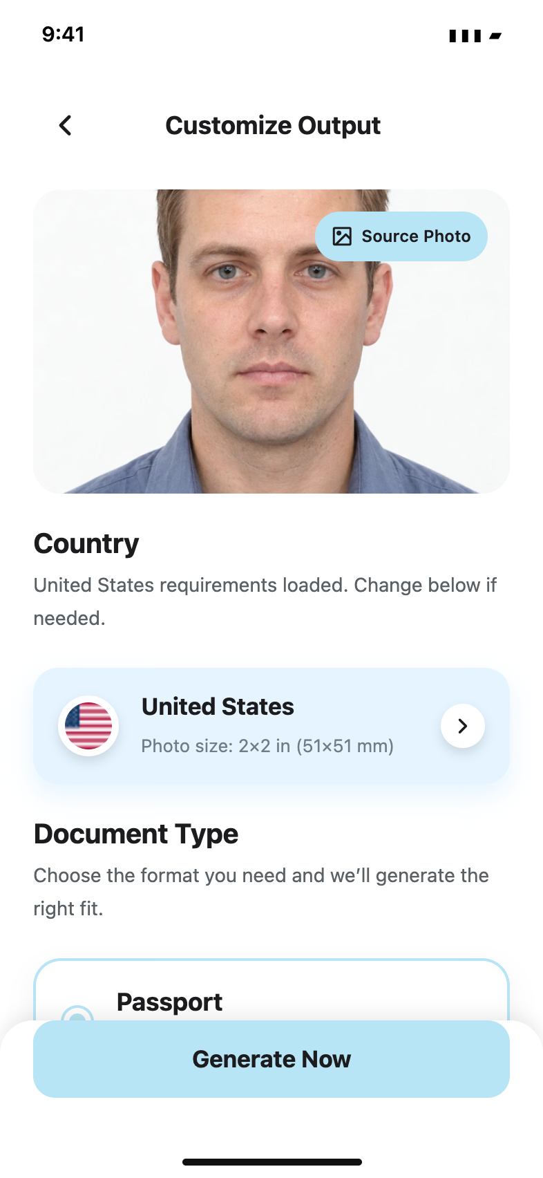Choose your document — Passport Booth · English